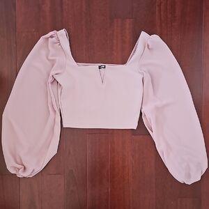 Fashion Nova Mesh Bell Sleeves Cropped Blouse